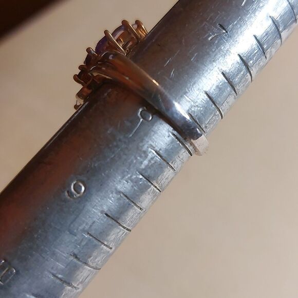 925 Sterling Silver and Amethyst Flower Cluster Ring Size 7.75 - Picture 6 of 10